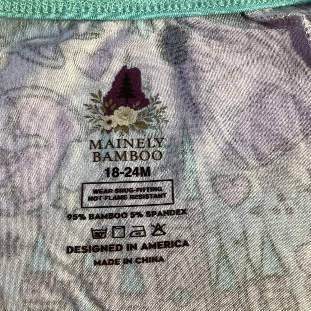 Mainely Bamboo Magical Disney Character Print Zip Up Sleeper 18-24M NWT